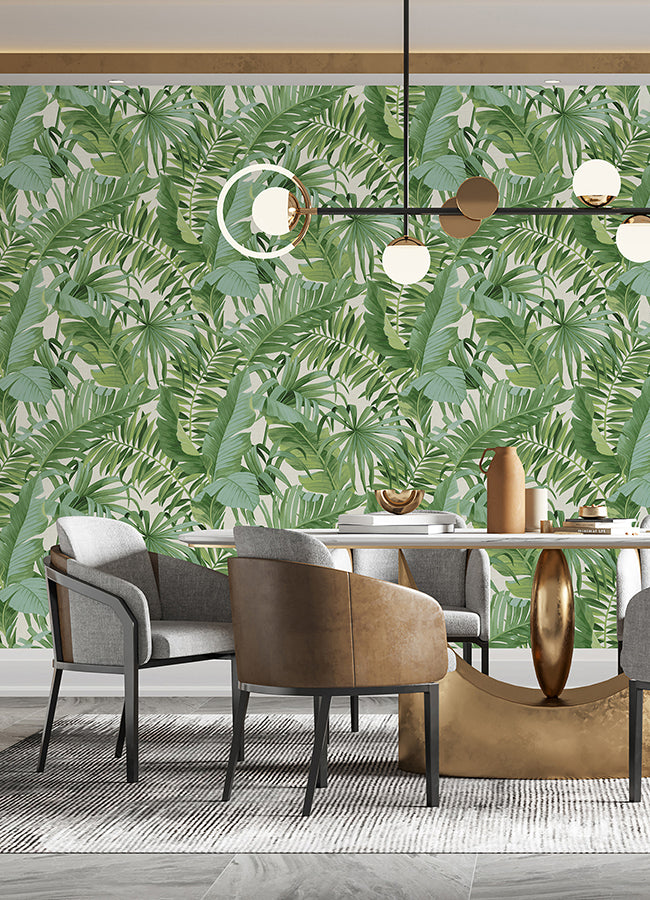 tropical-palm-leaf-green-wall-mural-york-wallcoverings-astm5047 - York Wallcoverings Wallpaper