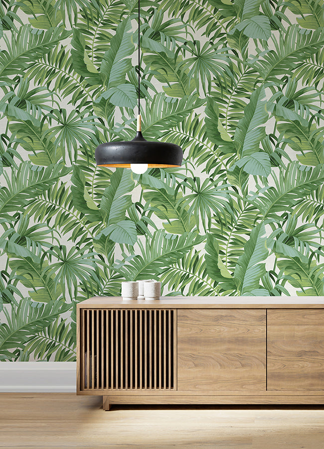 tropical-palm-leaf-green-wall-mural-york-wallcoverings-astm5047 - York Wallcoverings Wallpaper