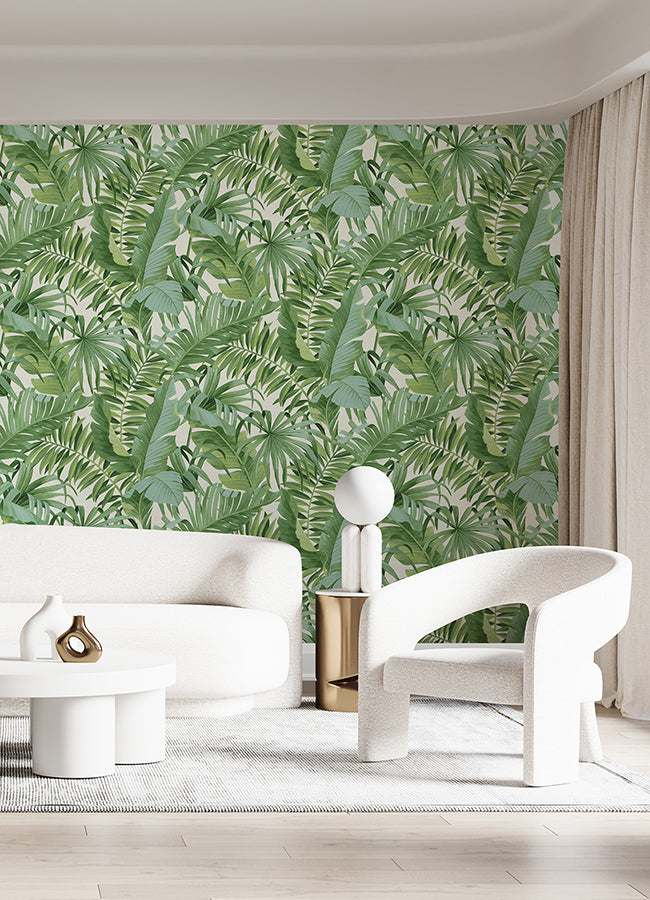 tropical-palm-leaf-green-wall-mural-york-wallcoverings-astm5047 - York Wallcoverings Wallpaper