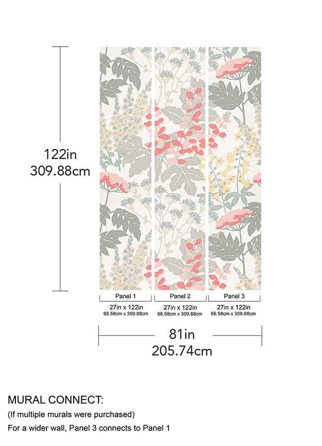 Pink Paradise Pink Dove Grey Wall Mural - York Wallcoverings - ASTM5048 - York Wallcoverings Wallpaper