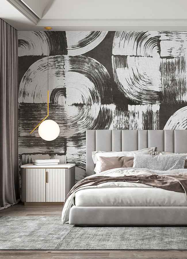 Brushstrokes Charcoal Grey Wall Mural - York Wallcoverings - ASTM5052 - York Wallcoverings Wallpaper