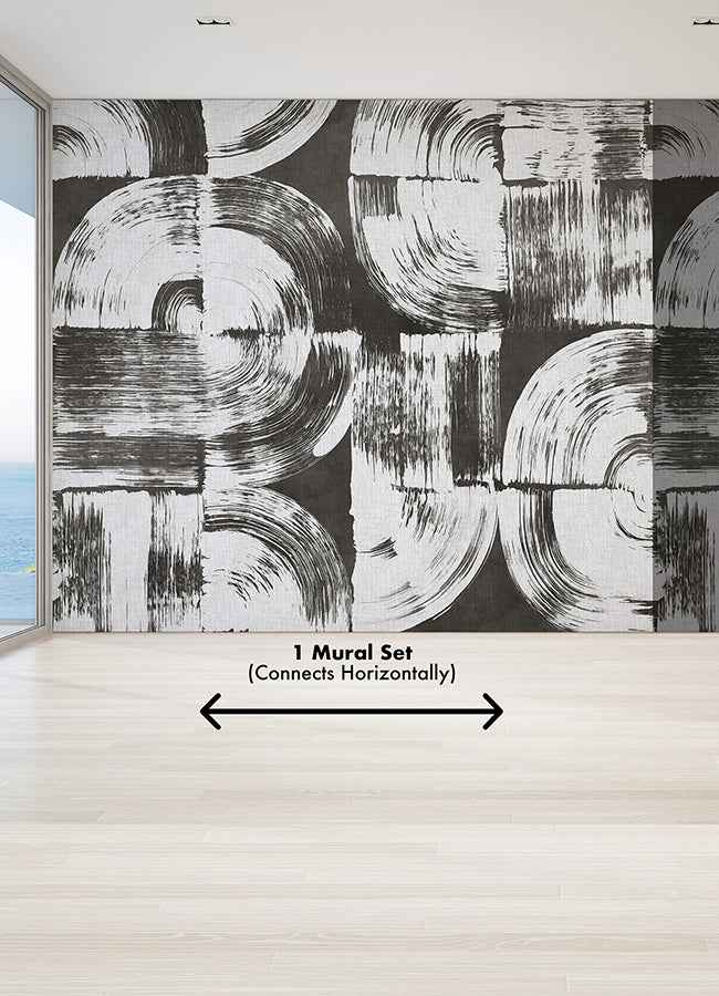 Brushstrokes Charcoal Grey Wall Mural - York Wallcoverings - ASTM5052 - York Wallcoverings Wallpaper