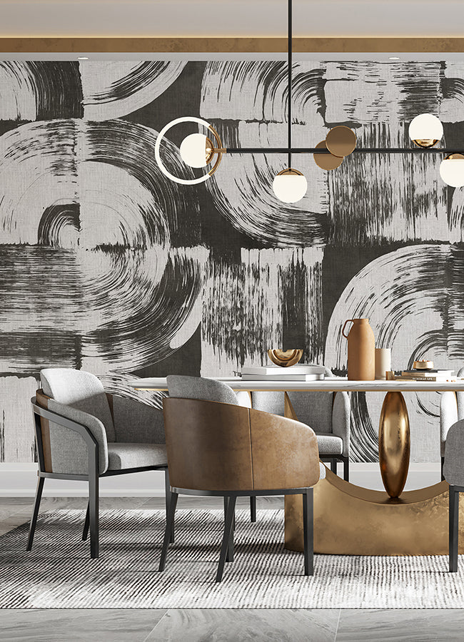 brushstrokes-charcoal-grey-wall-mural-york-wallcoverings-astm5052 - York Wallcoverings Wallpaper