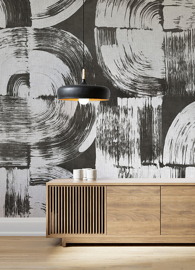 brushstrokes-charcoal-grey-wall-mural-york-wallcoverings-astm5052 - York Wallcoverings Wallpaper