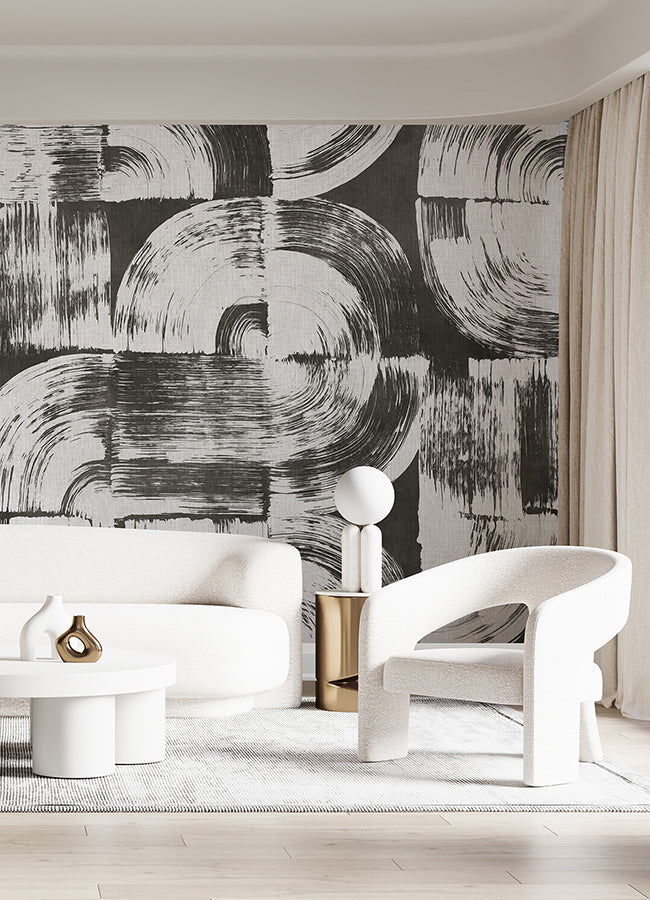 brushstrokes-charcoal-grey-wall-mural-york-wallcoverings-astm5052 - York Wallcoverings Wallpaper
