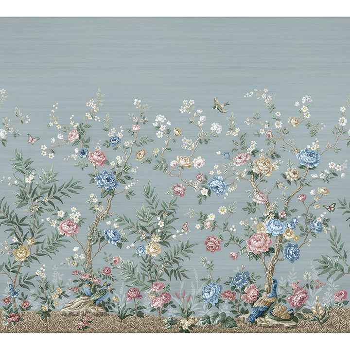 Winter Chinoiserie Robins Egg Blue Wall Mural - York Wallcoverings - ASTM5057