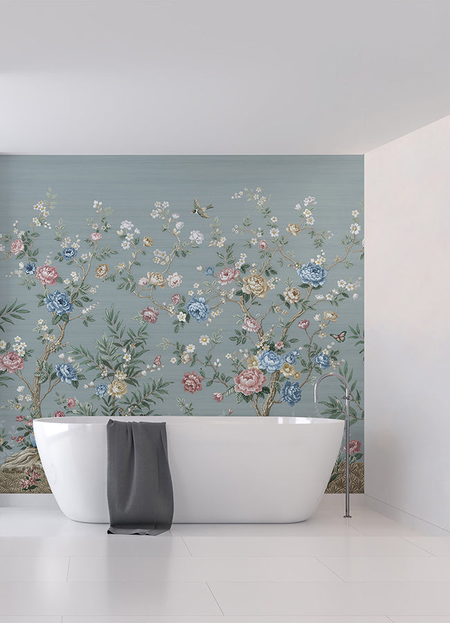 winter-chinoiserie-robins-egg-blue-wall-mural-york-wallcoverings-astm5057 - York Wallcoverings Wallpaper