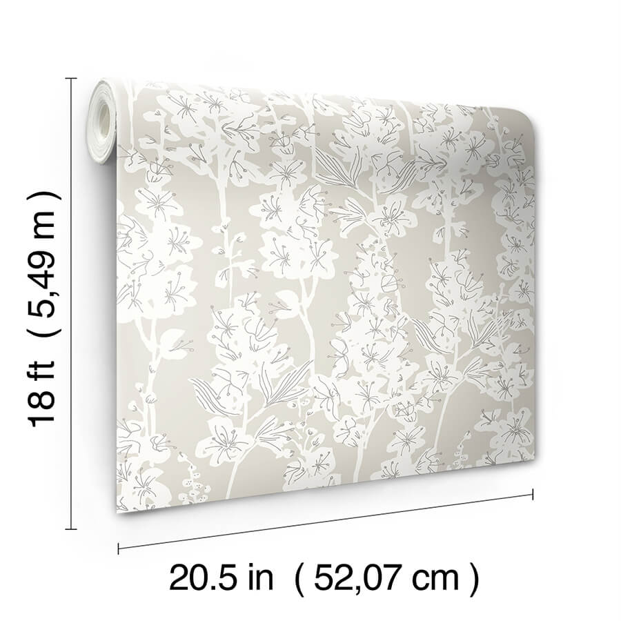 taupe-larkspur-peel-and-stick-wallpaper-york-wallcoverings-bds6073 - York Wallcoverings Wallpaper