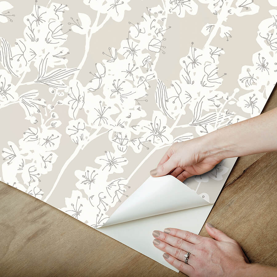 taupe-larkspur-peel-and-stick-wallpaper-york-wallcoverings-bds6073 - York Wallcoverings Wallpaper