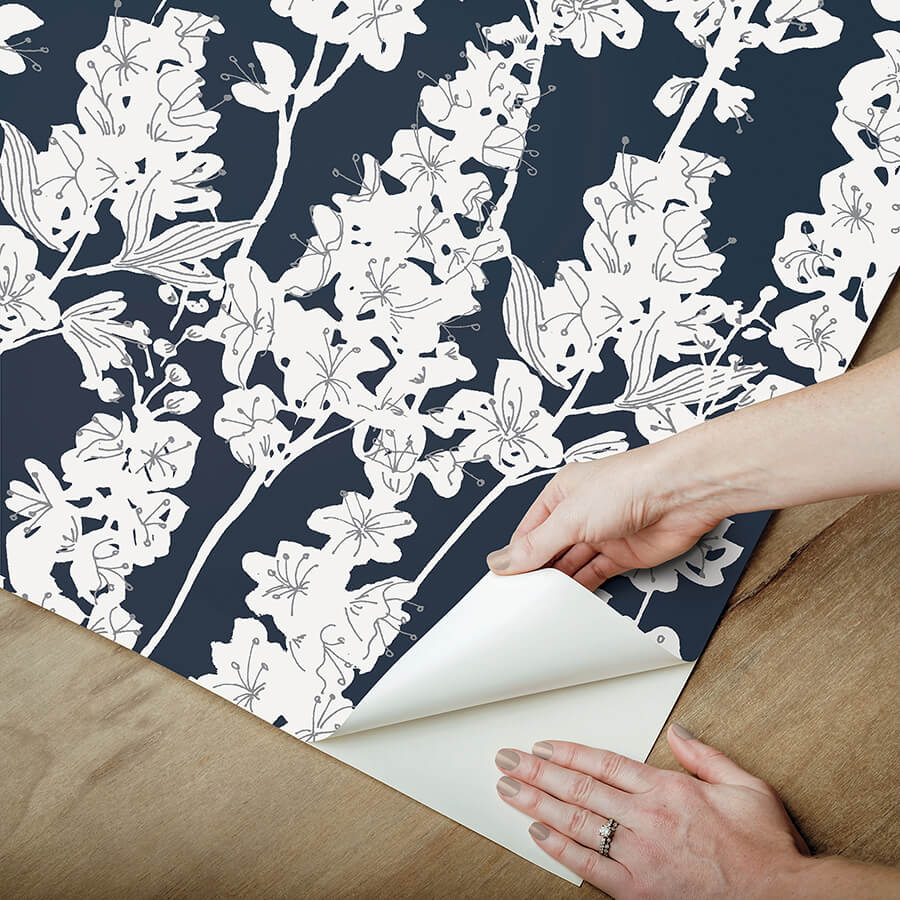 navy-larkspur-peel-and-stick-wallpaper-york-wallcoverings-bds6074 - York Wallcoverings Wallpaper