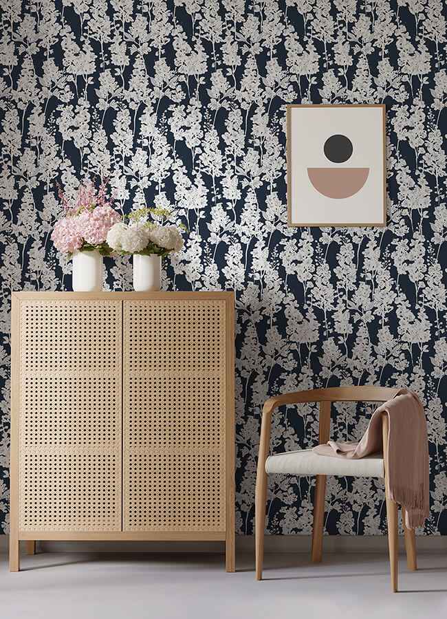 Navy Larkspur Peel & Stick Wallpaper - York Wallcoverings - BDS6074 - York Wallcoverings Wallpaper