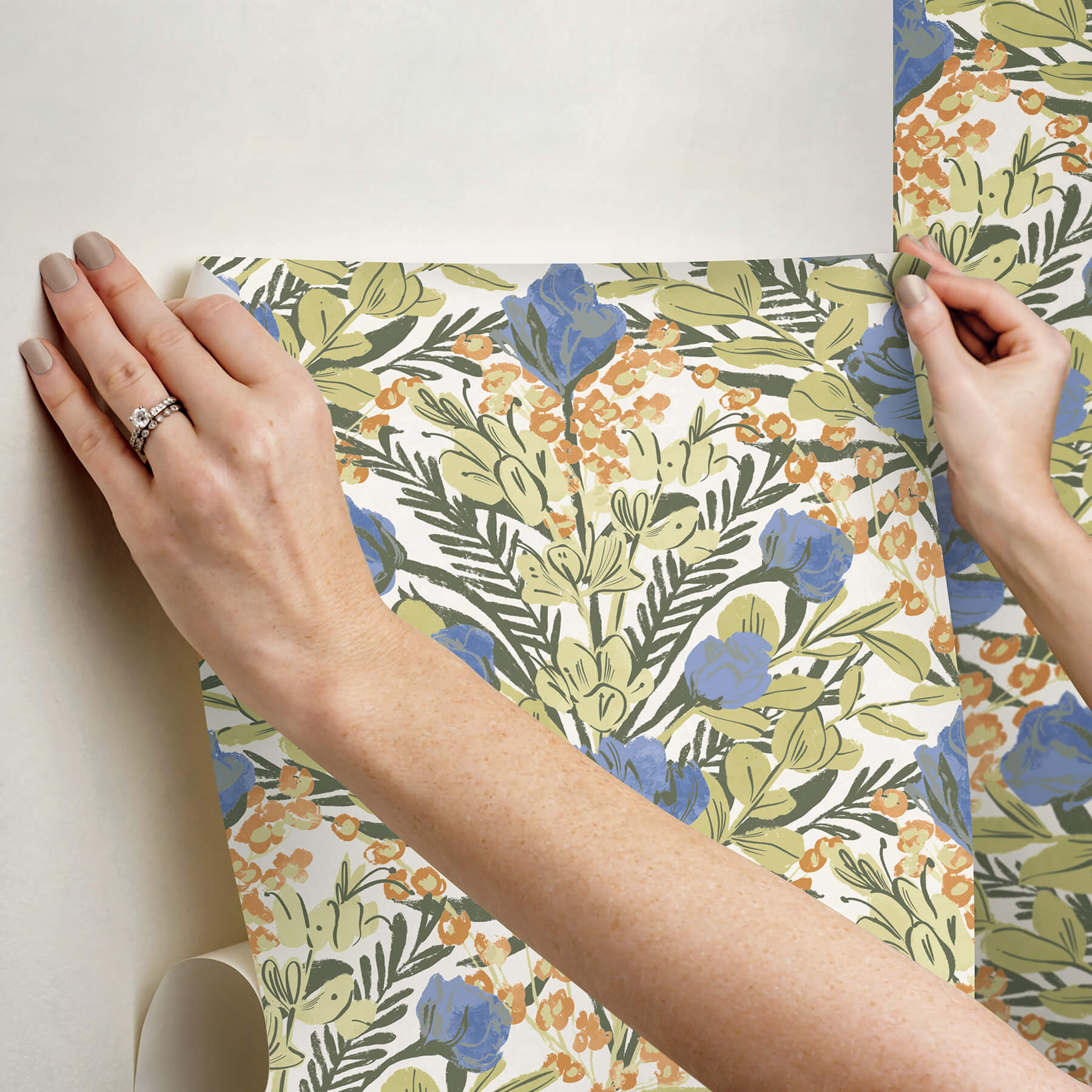 bright-multi-moody-june-blooms-peel-and-stick-wallpaper-york-wallcoverings-bds6077 - York Wallcoverings Wallpaper