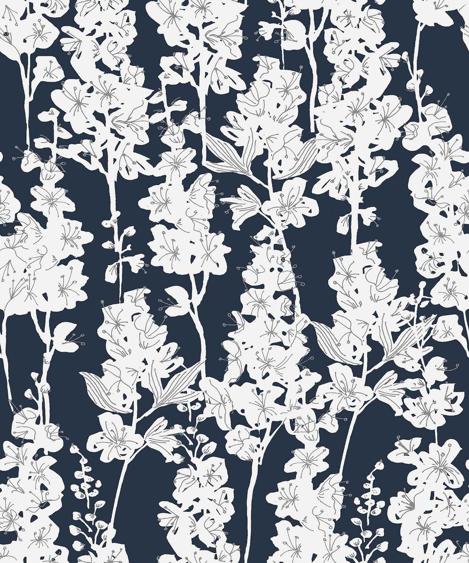 Navy Larkspur Peel & Stick Wallpaper - York Wallcoverings - BDS6074