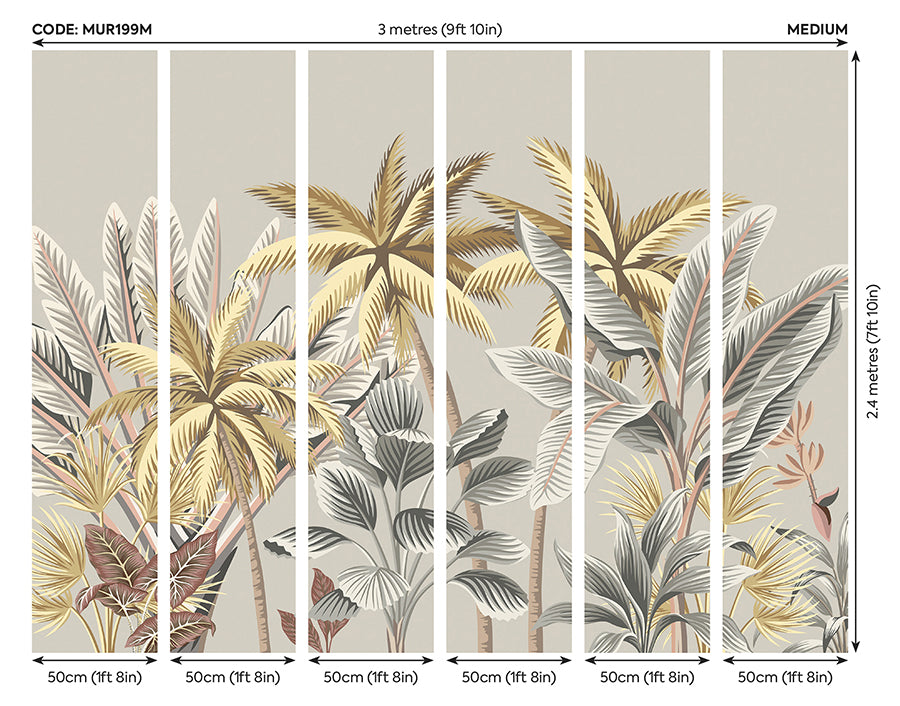 golden-tropical-palm-trees-wall-mural-york-wallcoverings-mur199m - York Wallcoverings Wallpaper
