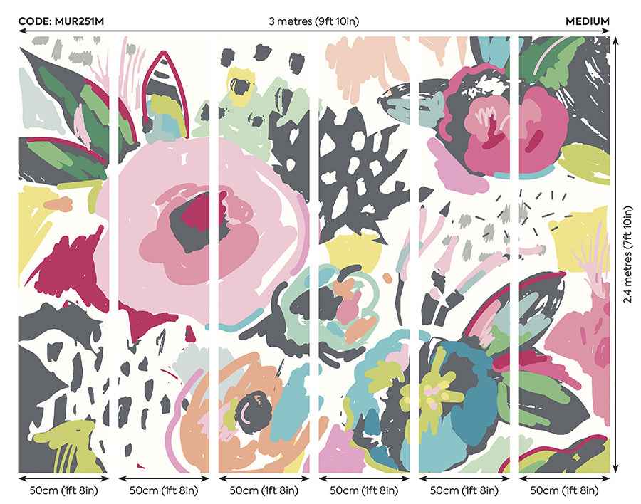 Vibrant Abstract Floral Wall Mural - York Wallcoverings - MUR251M - York Wallcoverings Wallpaper