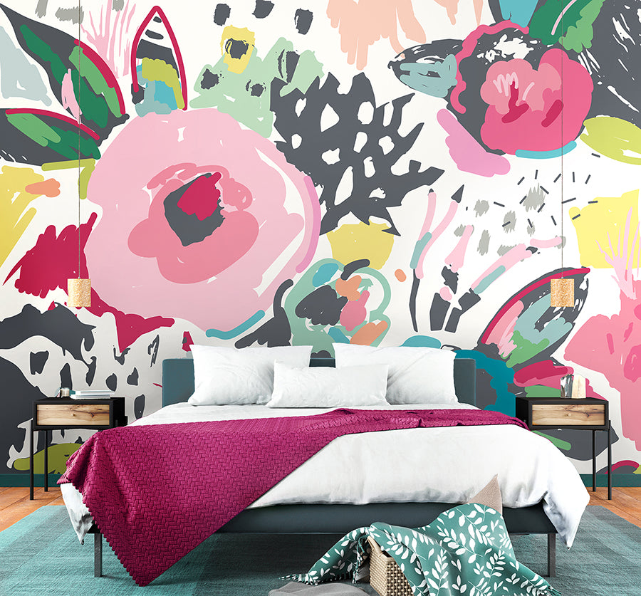 vibrant-abstract-floral-wall-mural-york-wallcoverings-mur251m - York Wallcoverings Wallpaper