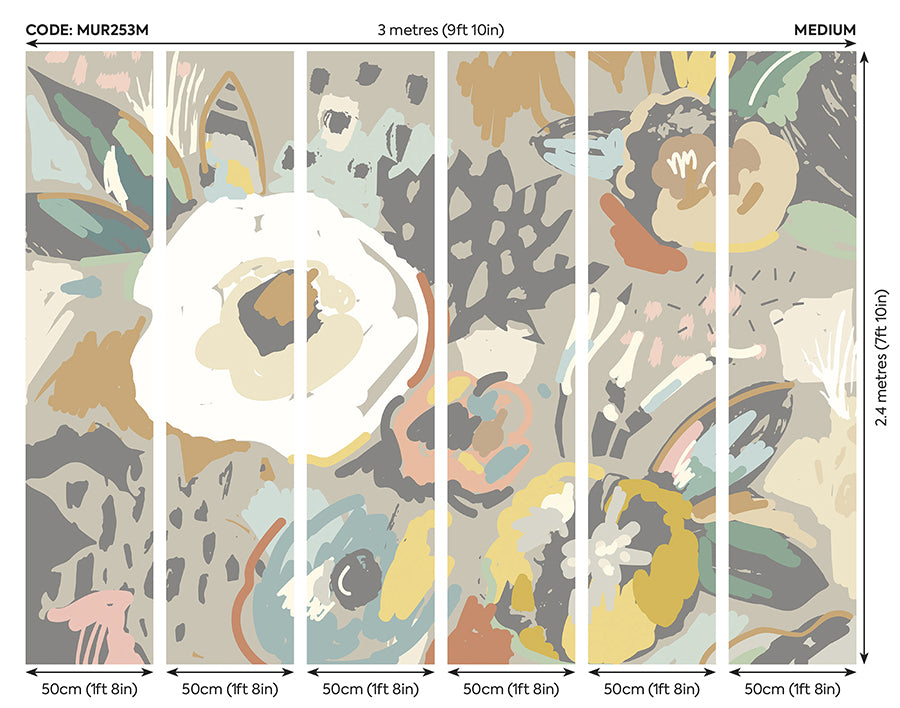 neutral-abstract-floral-wall-mural-york-wallcoverings-mur253m - York Wallcoverings Wallpaper