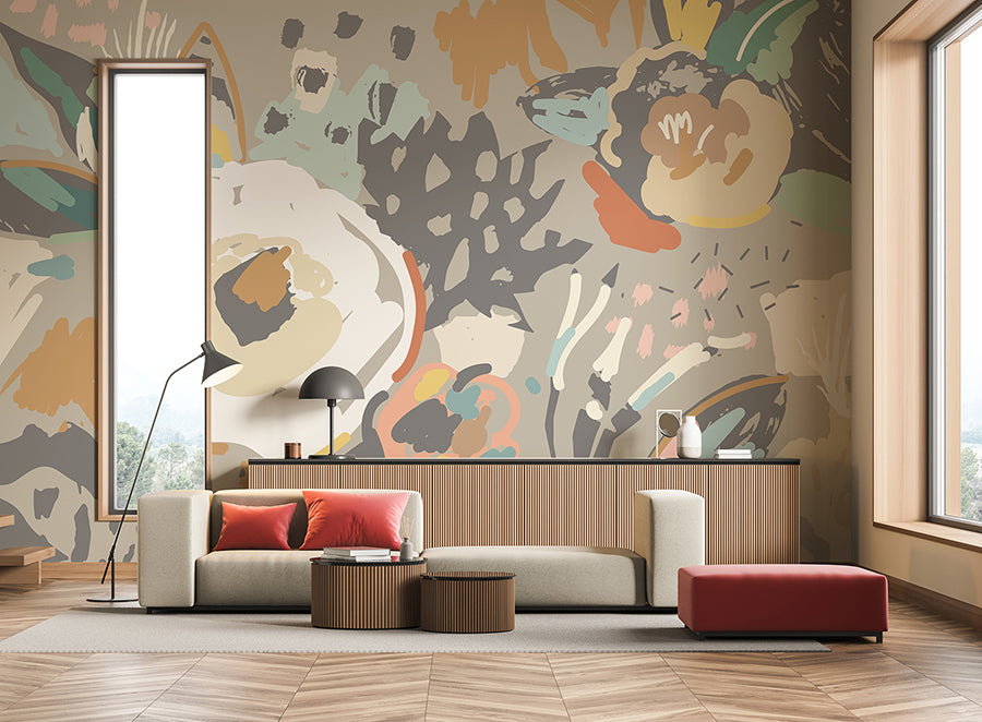 neutral-abstract-floral-wall-mural-york-wallcoverings-mur253m - York Wallcoverings Wallpaper