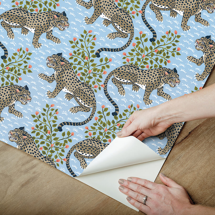 light-blue-bagheera-peel-and-stick-wallpaper-york-wallcoverings-pfs6105 - York Wallcoverings Wallpaper