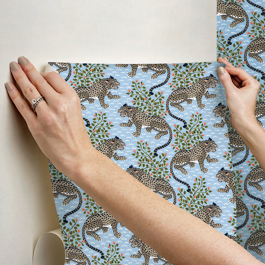 light-blue-bagheera-peel-and-stick-wallpaper-york-wallcoverings-pfs6105 - York Wallcoverings Wallpaper