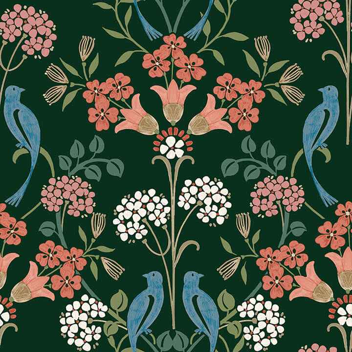 Green Multi Meadow Song Peel and Stick Wallpaper - York Wallcoverings - NUS6093