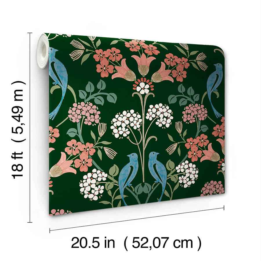 Green Multi Meadow Song Peel and Stick Wallpaper - York Wallcoverings - NUS6093 - York Wallcoverings Wallpaper