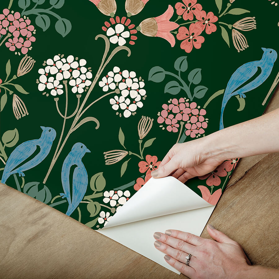 green-multi-meadow-song-peel-and-stick-wallpaper-york-wallcoverings-nus6093 - York Wallcoverings Wallpaper
