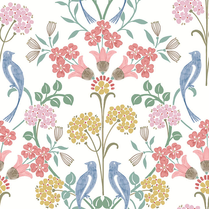 pink-meadow-song-peel-and-stick-wallpaper-york-wallcoverings-nus6094 - York Wallcoverings Wallpaper