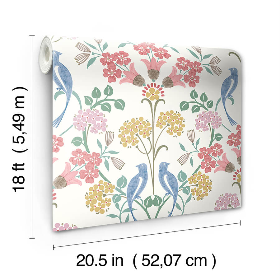 pink-meadow-song-peel-and-stick-wallpaper-york-wallcoverings-nus6094 - York Wallcoverings Wallpaper