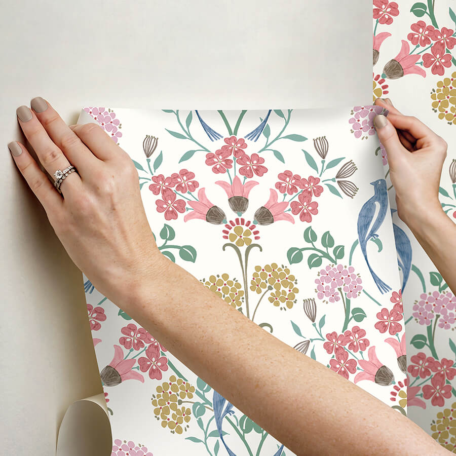 pink-meadow-song-peel-and-stick-wallpaper-york-wallcoverings-nus6094 - York Wallcoverings Wallpaper