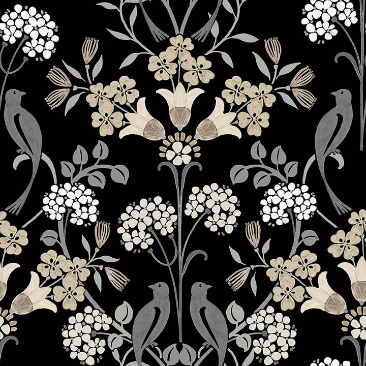 black-neutral-meadow-song-peel-and-stick-wallpaper-york-wallcoverings-nus6095 - York Wallcoverings Wallpaper