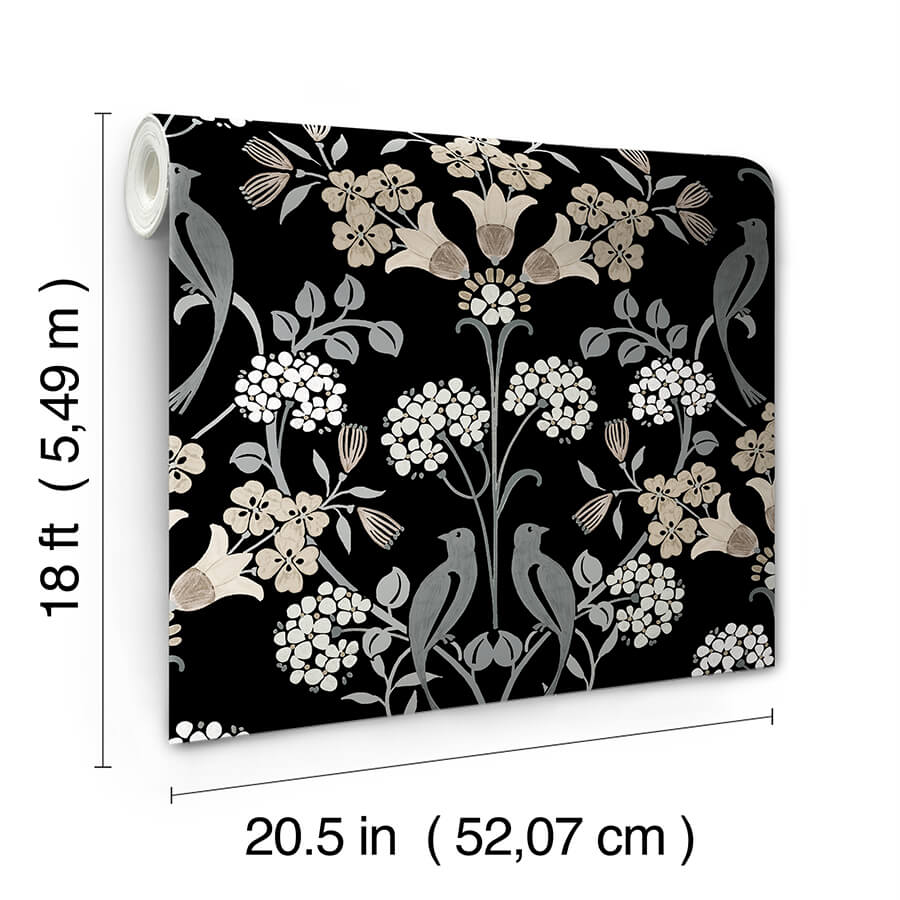 black-neutral-meadow-song-peel-and-stick-wallpaper-york-wallcoverings-nus6095 - York Wallcoverings Wallpaper