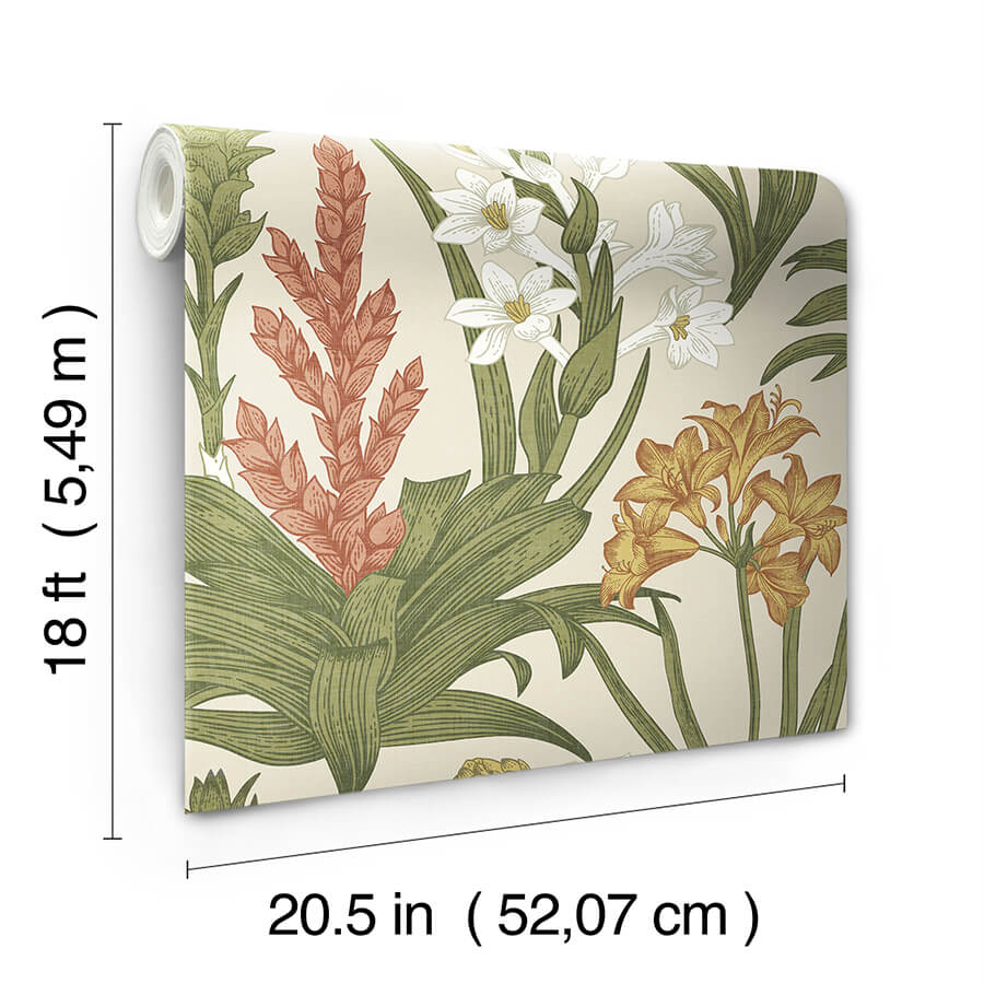 linen-olive-blooming-villa-peel-and-stick-wallpaper-york-wallcoverings-nus6097 - York Wallcoverings Wallpaper