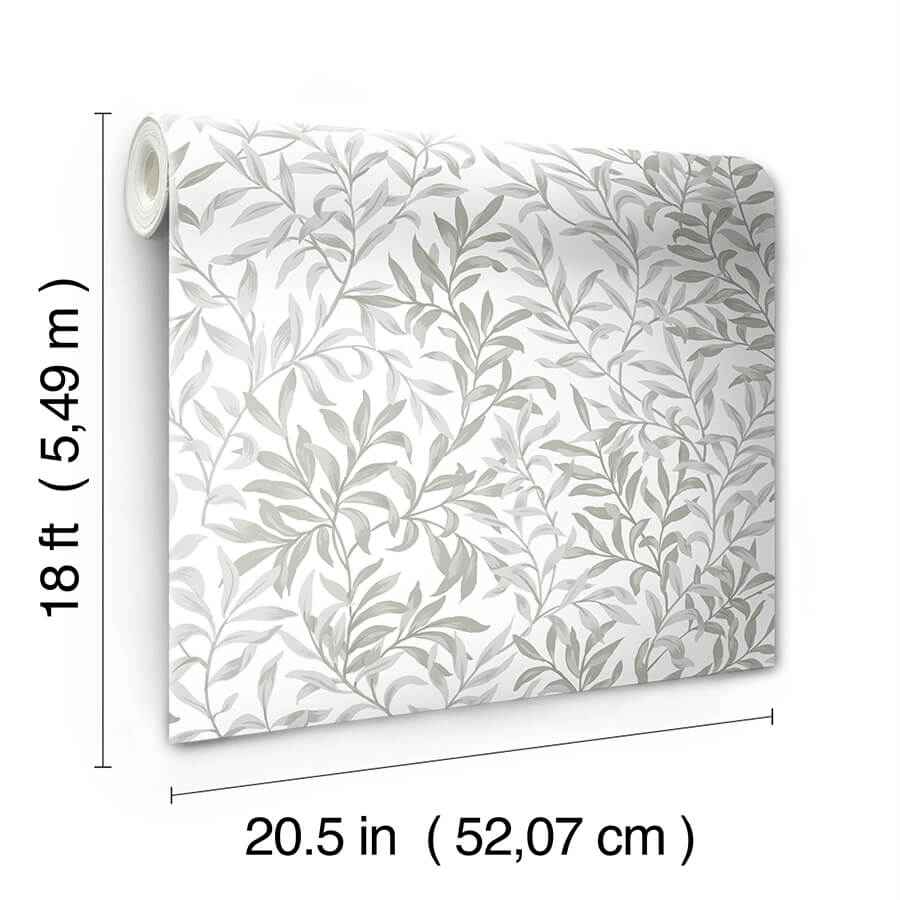 Sea Salt Grey Terrace Vines Peel and Stick Wallpaper - York Wallcoverings - NUS6099 - York Wallcoverings Wallpaper