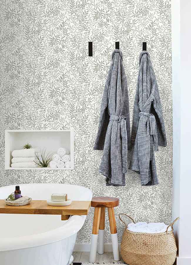 Sea Salt Grey Terrace Vines Peel and Stick Wallpaper - York Wallcoverings - NUS6099 - York Wallcoverings Wallpaper