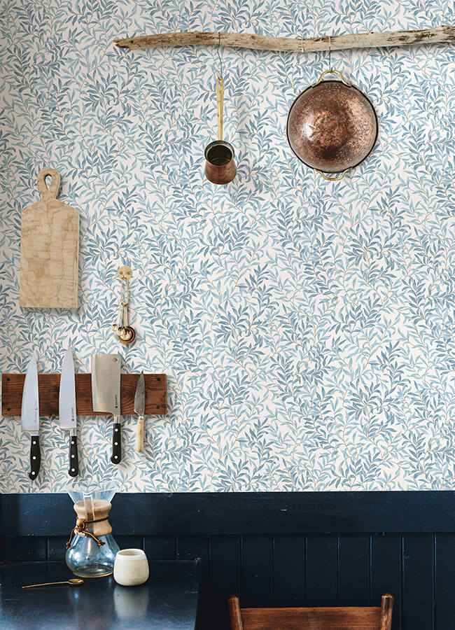 Cloud Blue Terrace Vines Peel and Stick Wallpaper - York Wallcoverings - NUS6100 - York Wallcoverings Wallpaper