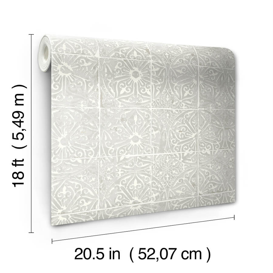 grey-provincial-tile-peel-and-stick-wallpaper-york-wallcoverings-nus6102 - York Wallcoverings Wallpaper