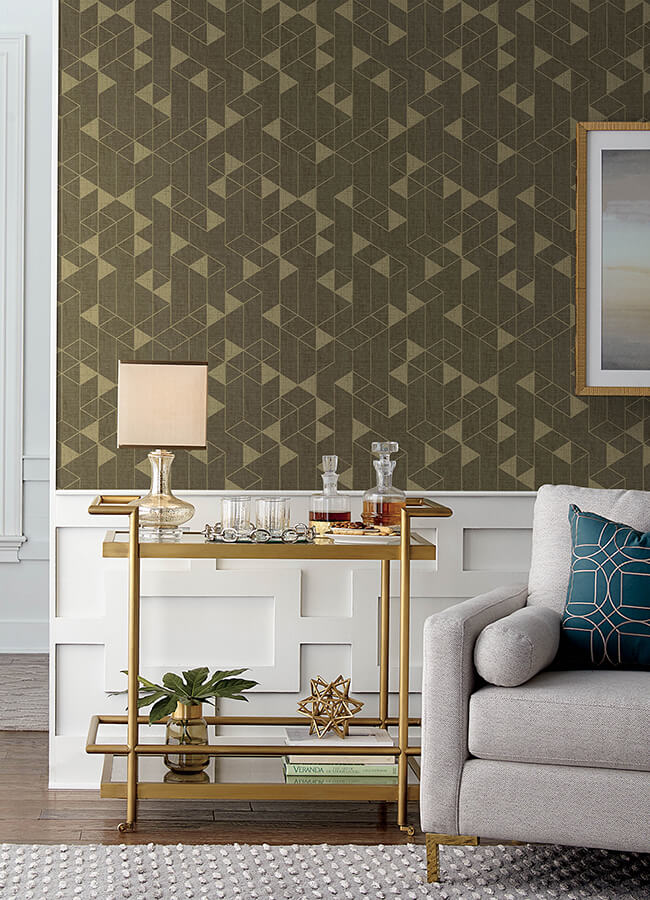 fairbank-chocolate-linen-geometric-wallpaper-york-wallcoverings-4034-26773 - York Wallpaper Wallpaper