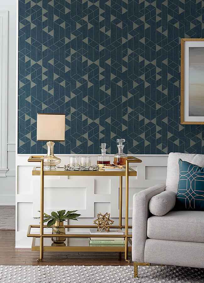 fairbank-navy-linen-geometric-wallpaper-york-wallcoverings-4034-26775 - York Wallcoverings Wallpaper