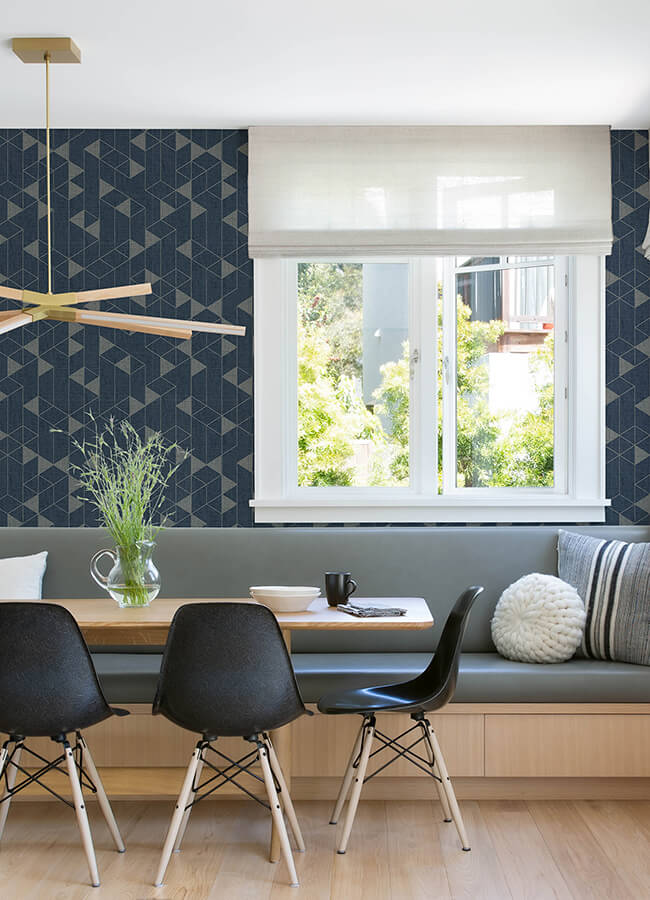 fairbank-navy-linen-geometric-wallpaper-york-wallcoverings-4034-26775 - York Wallpaper Wallpaper