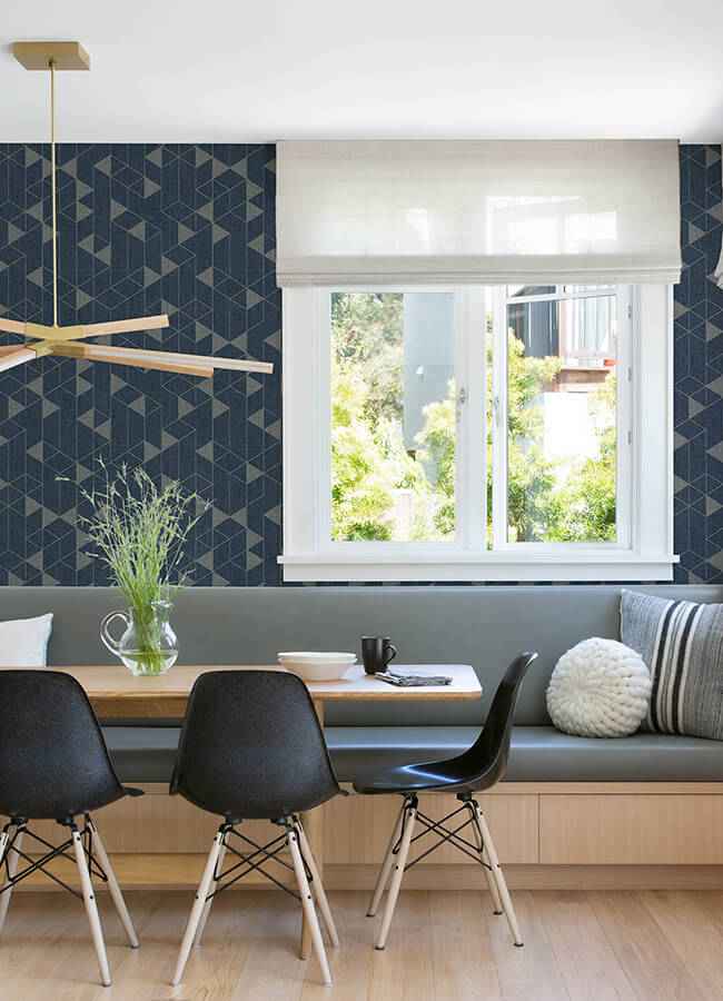 fairbank-navy-linen-geometric-wallpaper-york-wallcoverings-4034-26775 - York Wallcoverings Wallpaper