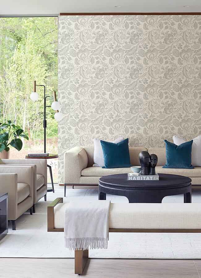 culver-grey-jacobean-wallpaper-york-wallcoverings-4034-26780 - York Wallcoverings Wallpaper