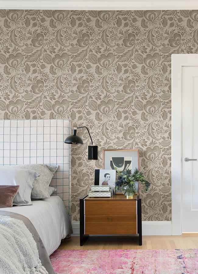 culver-light-brown-jacobean-wallpaper-york-wallcoverings-4034-26782 - York Wallcoverings Wallpaper