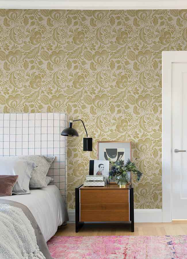 culver-mustard-jacobean-wallpaper-york-wallcoverings-4034-26784 - York Wallcoverings Wallpaper