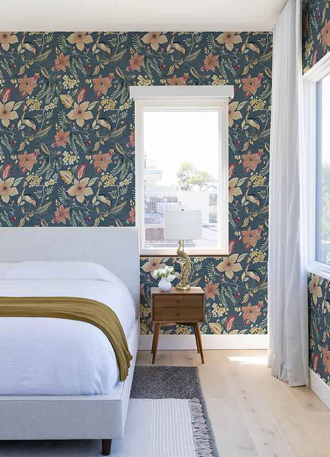 crestwood-blue-crowned-crane-wallpaper-york-wallcoverings-4034-26790 - York Wallcoverings Wallpaper