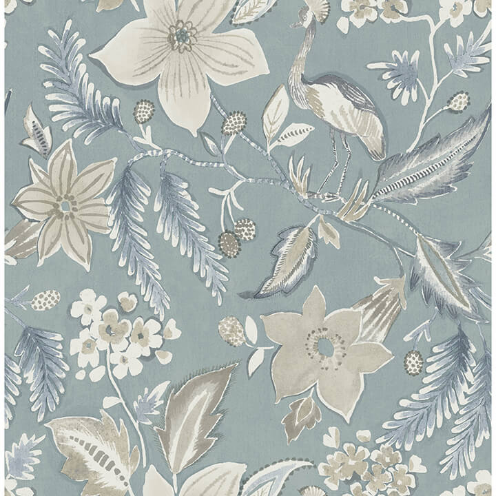 crestwood-sky-blue-crowned-crane-wallpaper-york-wallcoverings-4034-26791 - York Wallpaper Wallpaper
