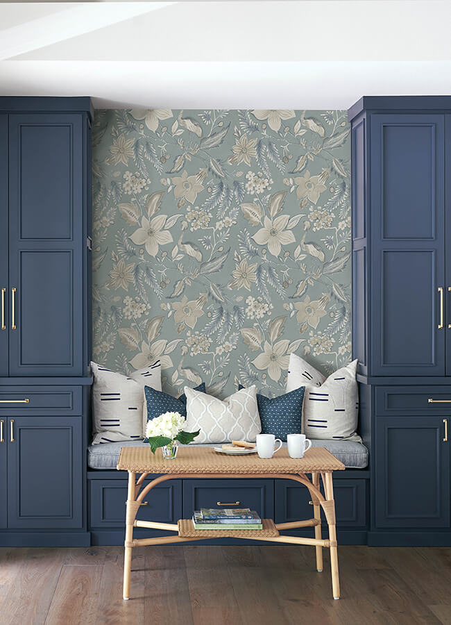 crestwood-sky-blue-crowned-crane-wallpaper-york-wallcoverings-4034-26791 - York Wallpaper Wallpaper
