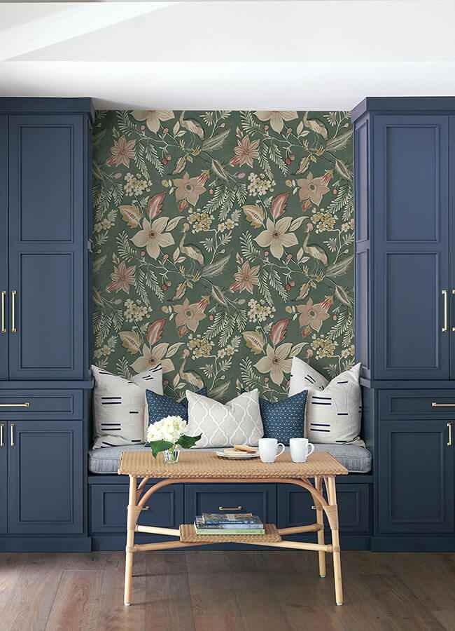 crestwood-sea-green-crowned-crane-wallpaper-york-wallcoverings-4034-26792 - York Wallcoverings Wallpaper