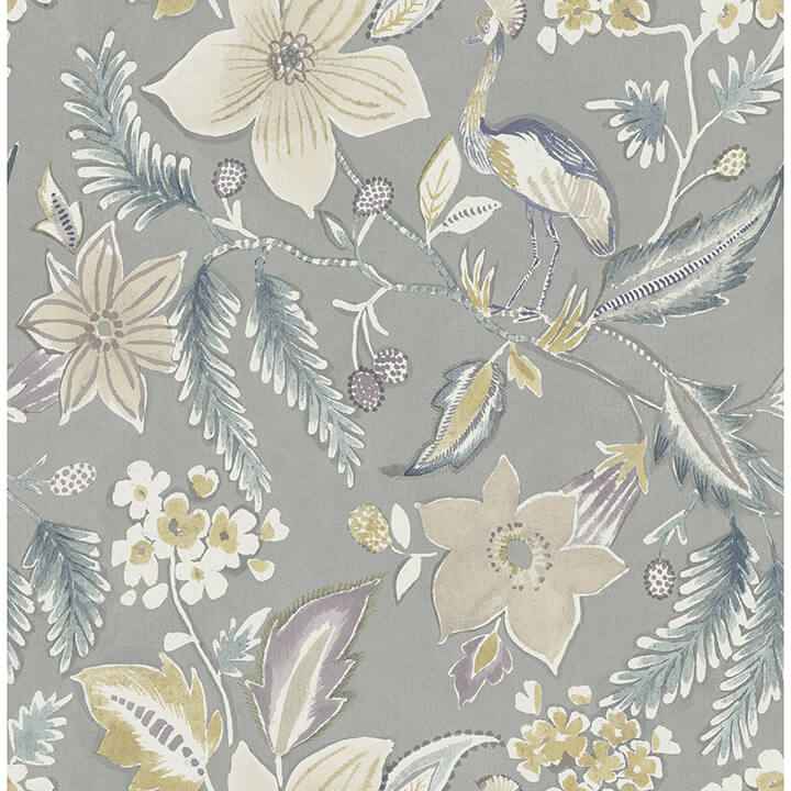 crestwood-grey-crowned-crane-wallpaper-york-wallcoverings-4034-26793 - York Wallcoverings Wallpaper
