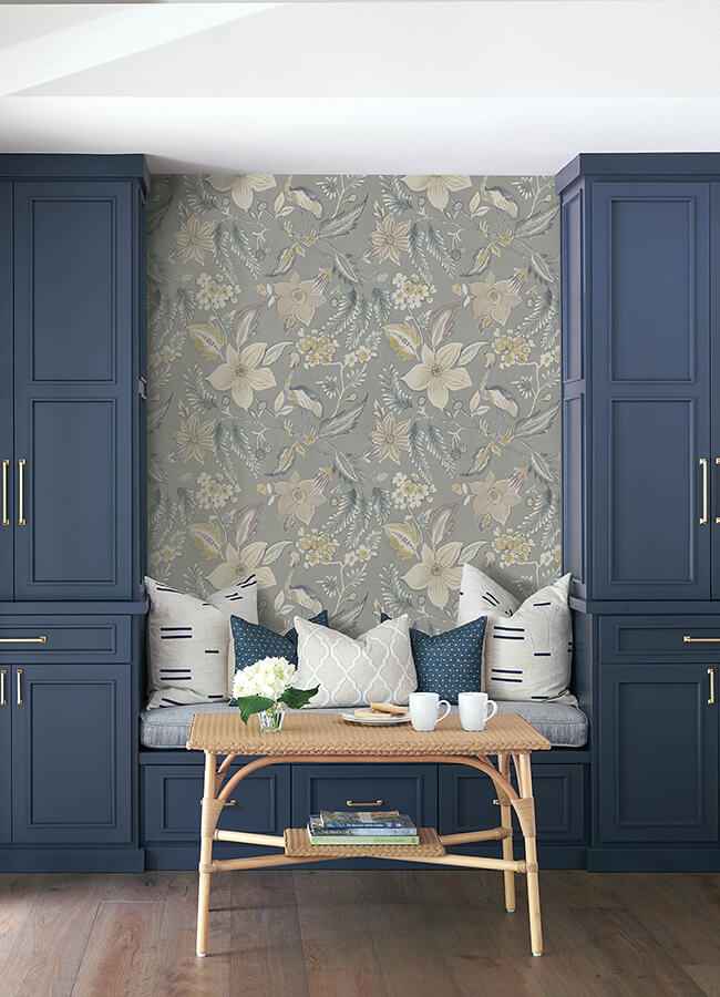 crestwood-grey-crowned-crane-wallpaper-york-wallcoverings-4034-26793 - York Wallcoverings Wallpaper
